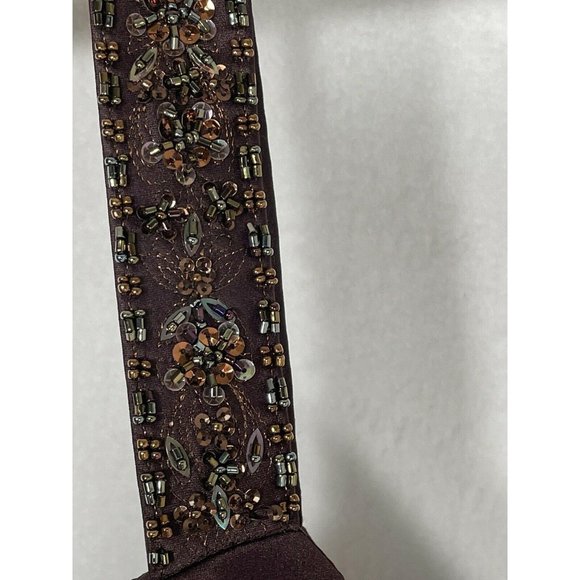 DAVIDS BRIDAL BROWN CHIFFON SZ 4 SLEEVELESS - Picture 4 of 9